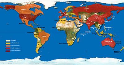 Répartition géographique des utilisateurs des données