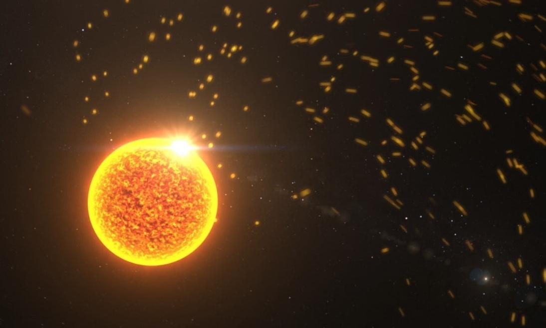Soleil émettant un flux de particules et d’énergie