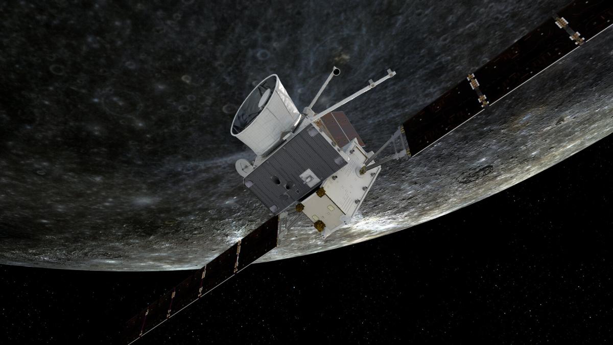Illustration de BepiColombo s’approchant de Mercure