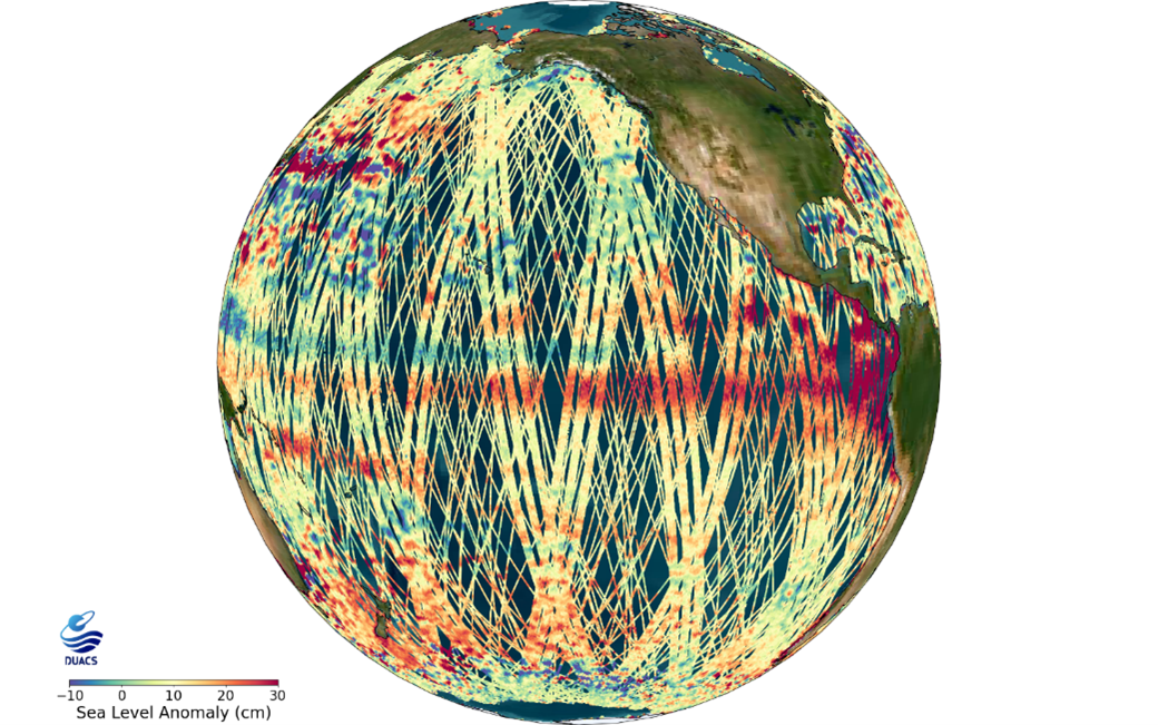 Carte d’anomalie de niveau de la mer mesuré par altimétrie