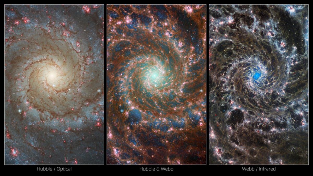 La galaxie M74 observée dans différentes longueurs d’onde