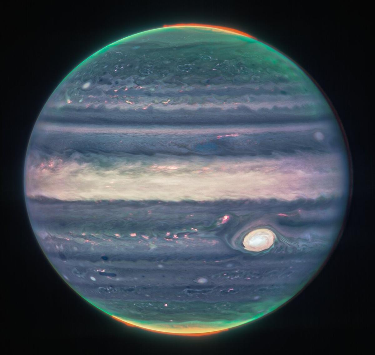 Jupiter vue en infrarouges par le télescope américain Webb