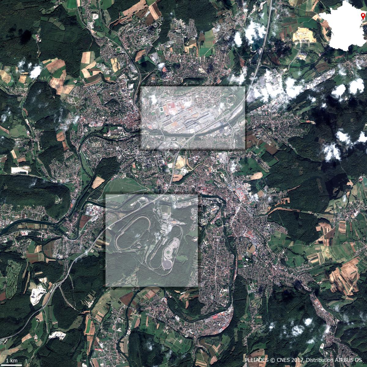 Image satellite du Pays de Montbéliard