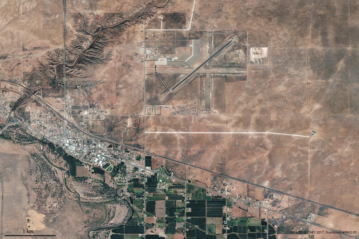 Image satellite de Fort Sumner dans le comté de Baca au centre-est de l’Etat fédéré du Nouveau-Mexique