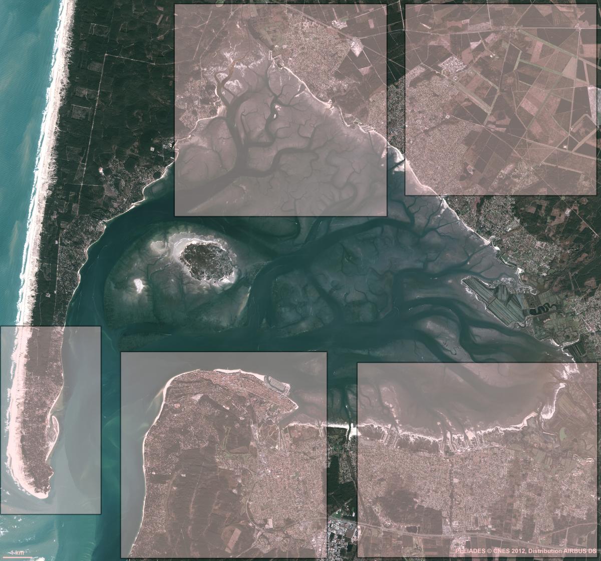 image satellite du Bassin d’Arcachon