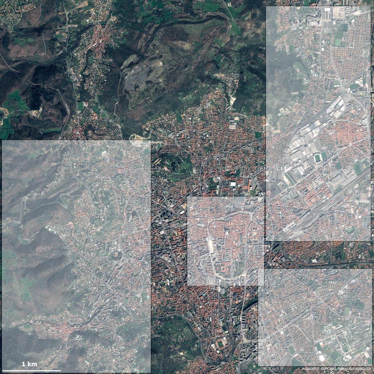 Image satellite de la ville de Clermont-Ferrand