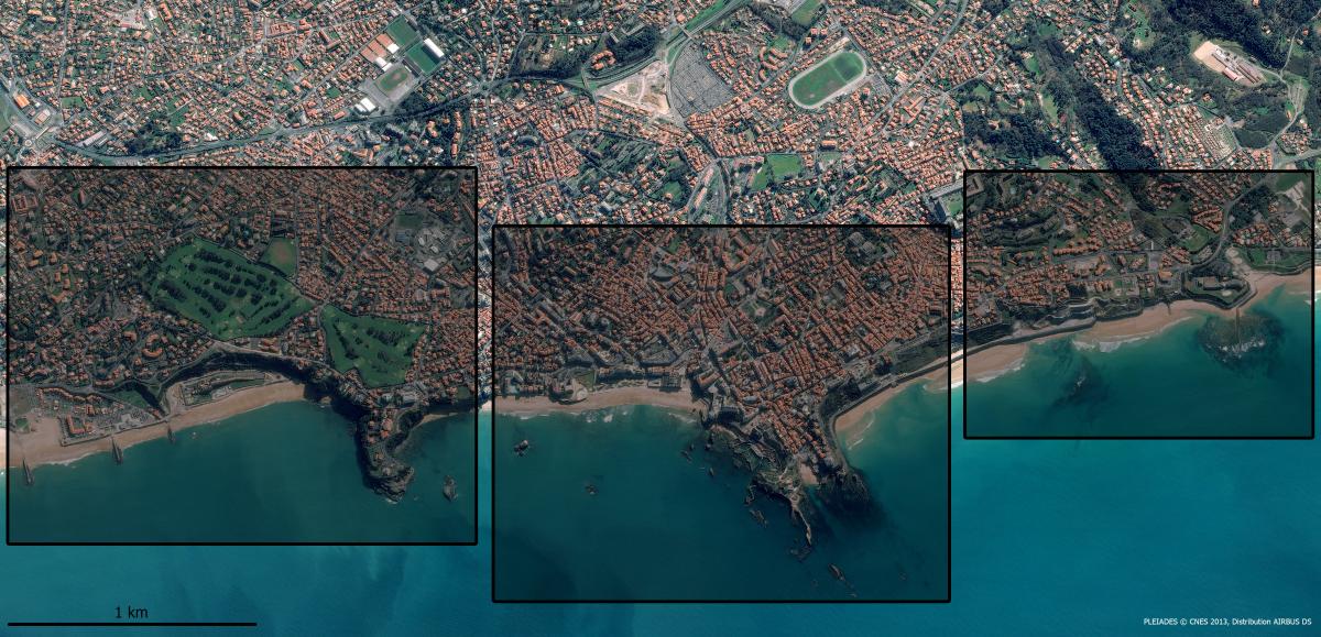 Image satellite du littoral de Biarritz