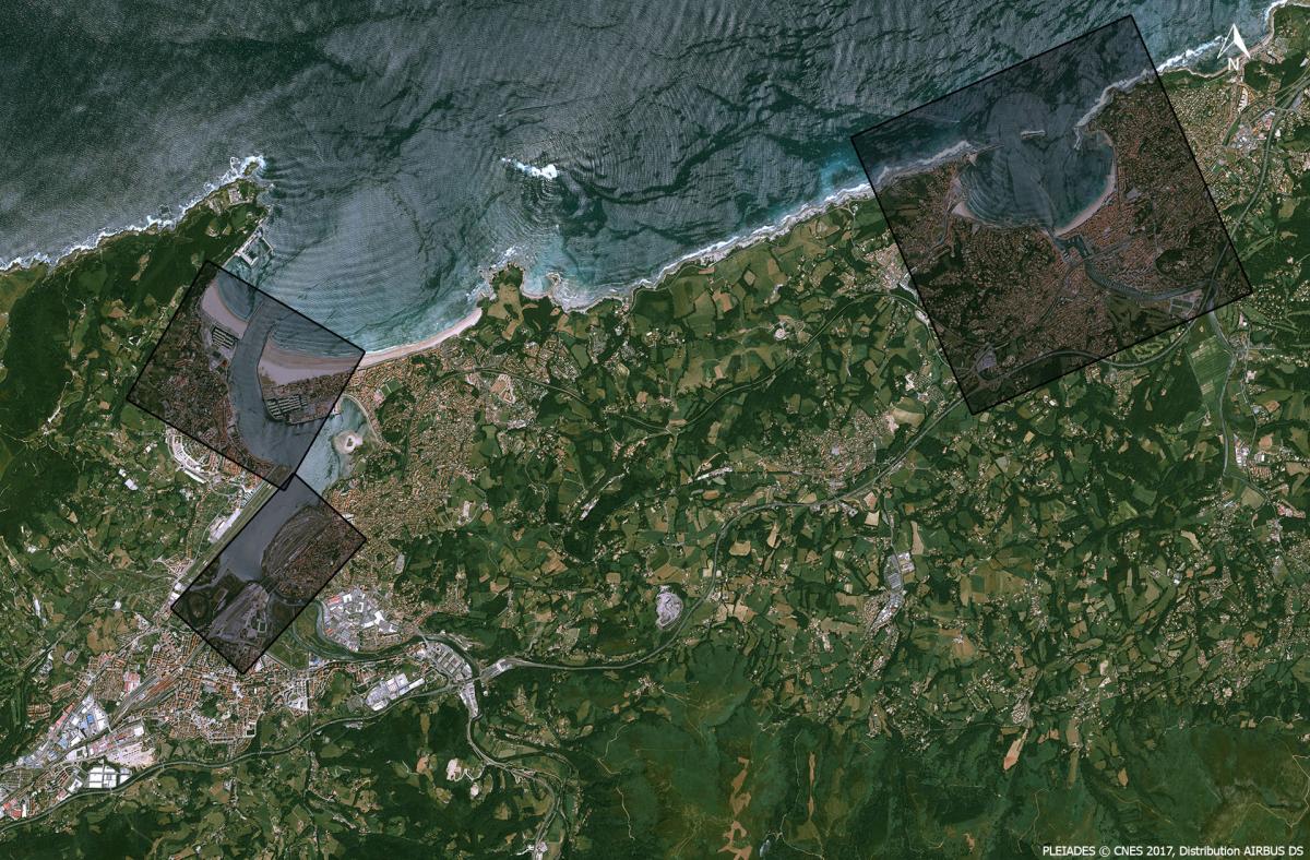Image satellite de la zone littorale du pays basque