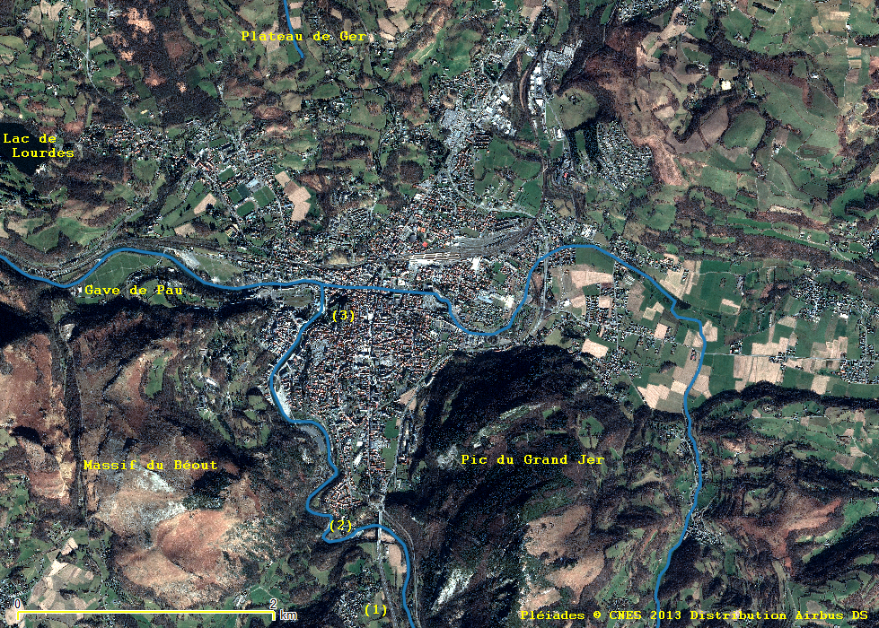 Image satellite de la ville de Lourdes