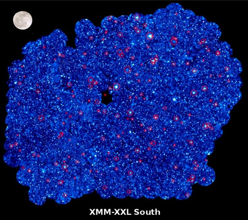 Une des 2 régions du ciel du projet XXL explorée par XMM-Newton Une des 2 régions du ciel du projet XXL explorée par XMM-Newton