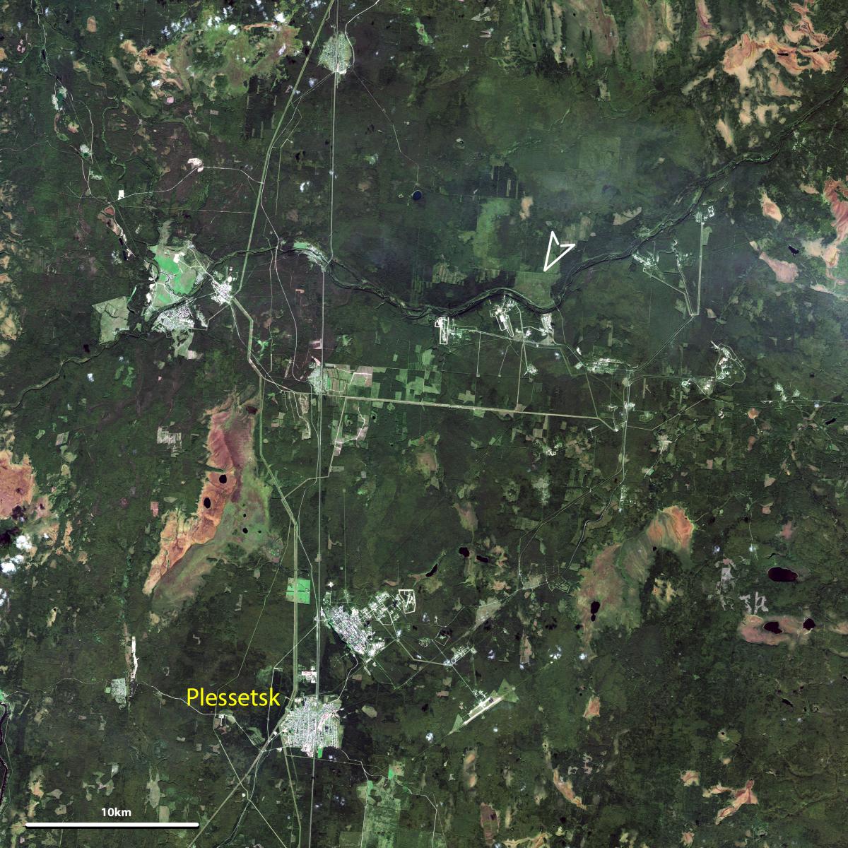 Image satellite du domaine du Cosmodrome de Plessetsk Image satellite du domaine du Cosmodrome de Plessetsk
