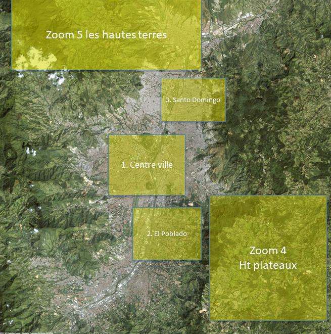 Image satellite de la vallée de l'Aburrá entre les cordillères Occidentale et Centrale