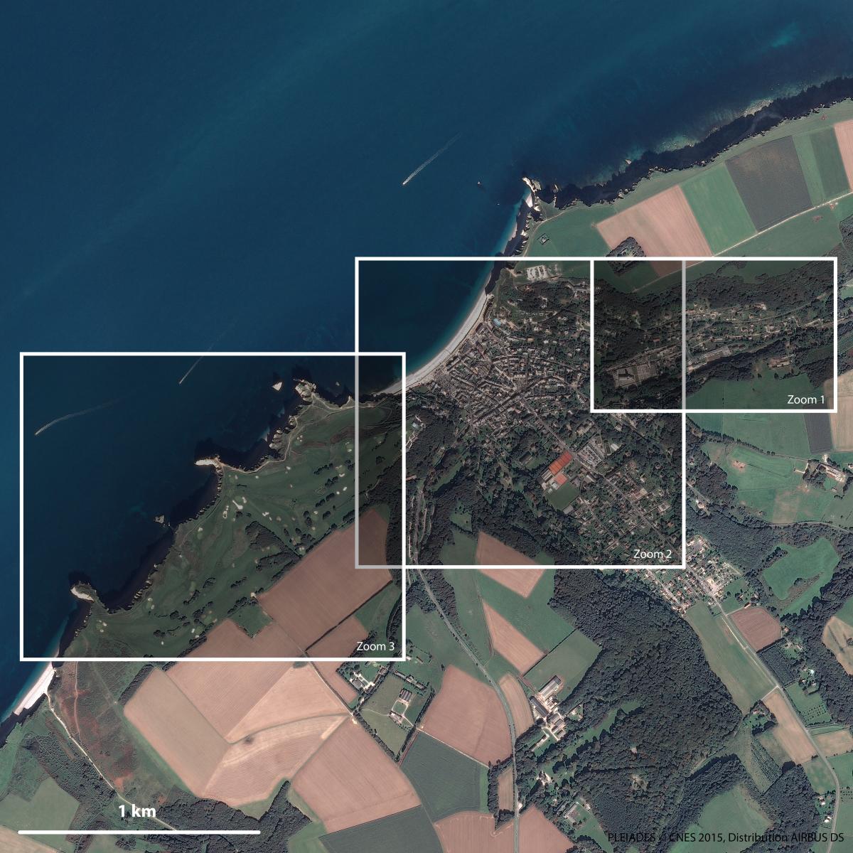 Image satellite d'Étretat, station balnéaire