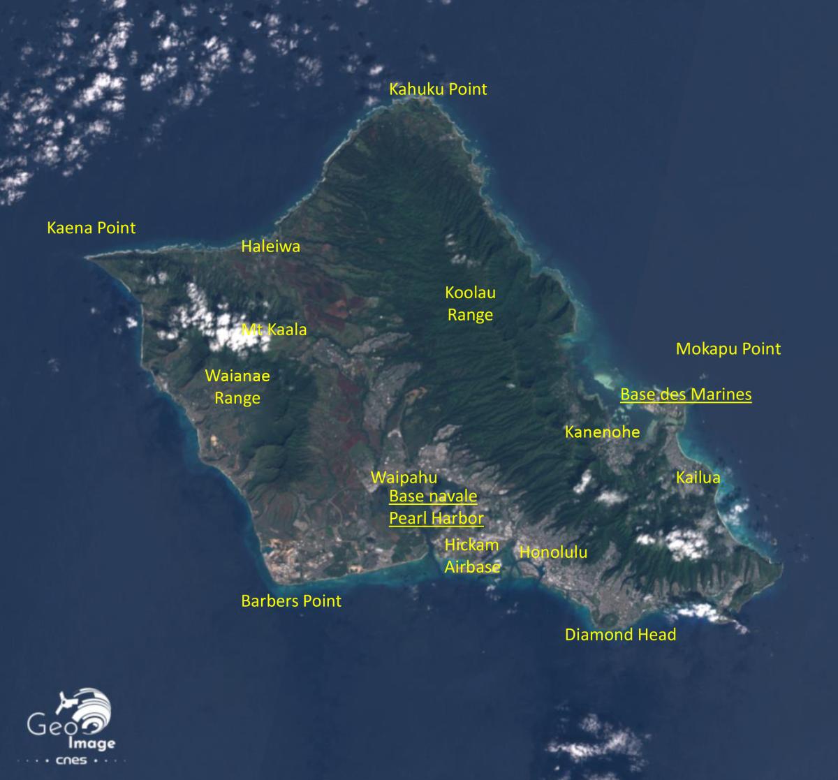 Image satellite de l’île d’Oahu