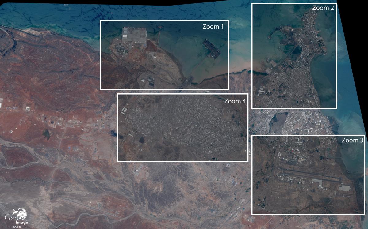 Image satellite de la mer Rouge, Djibouti 