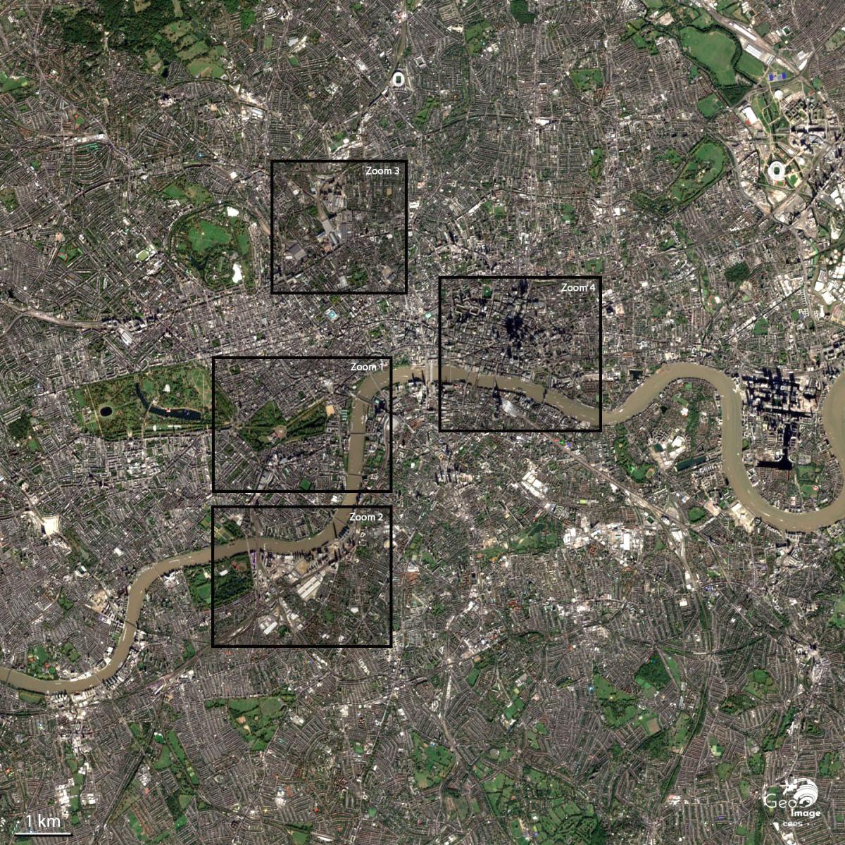 Image satellite de Londres, capitale de l'Angleterre et du Royaume-Uni