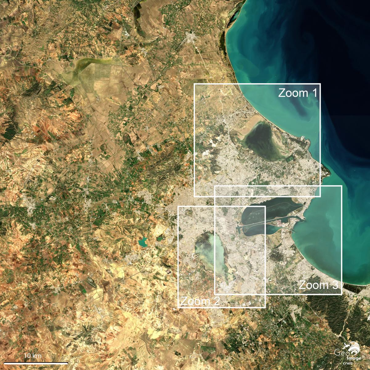 image satellite de la Tunis, capitale de la Tunisie