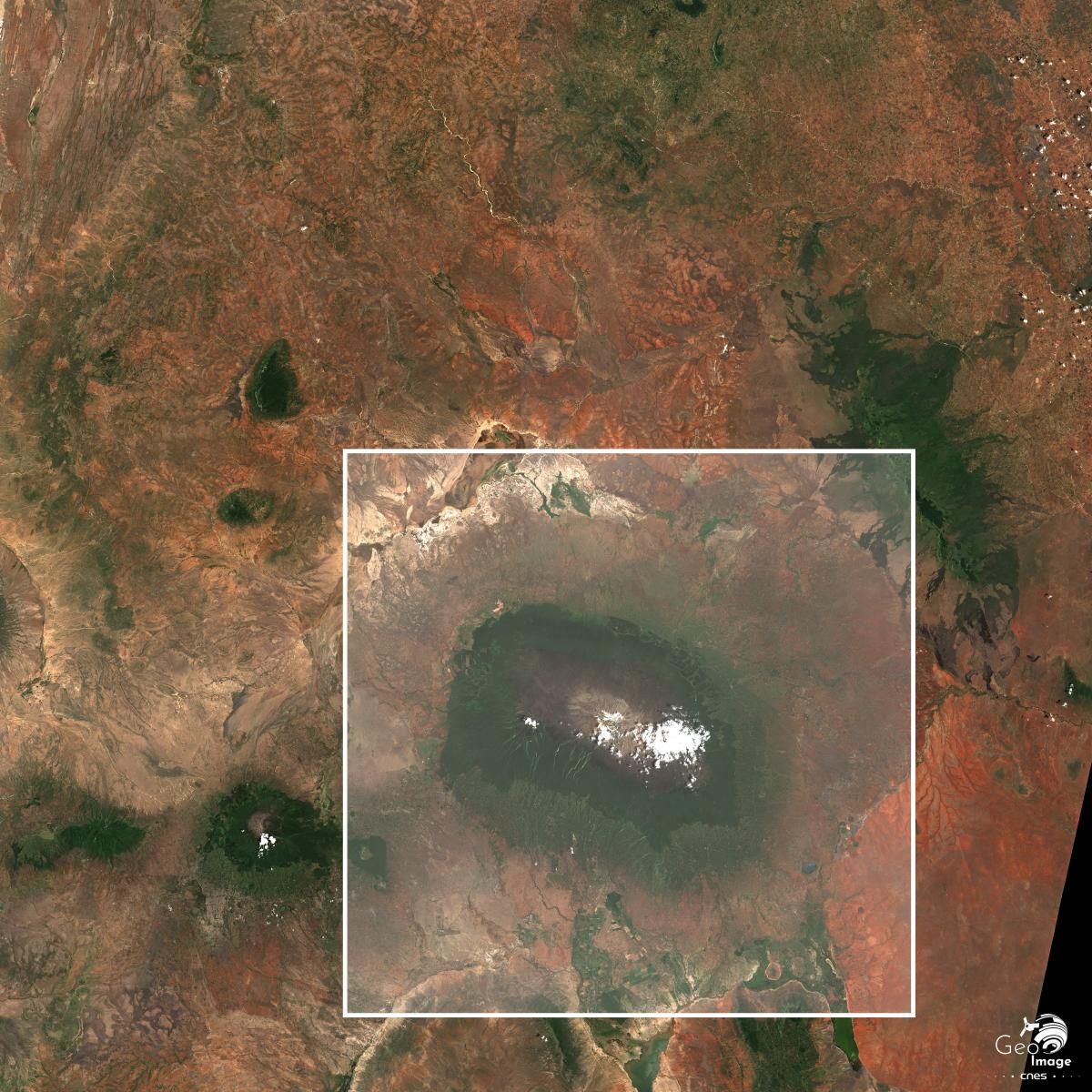Image satellite du Kilimanjaro, situé dans le Nord-Est de la Tanzanie