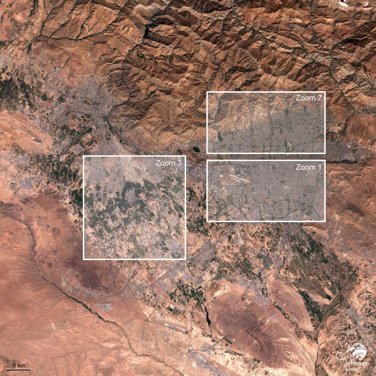 Image satellite de Téhéran, capitale de l'Iran