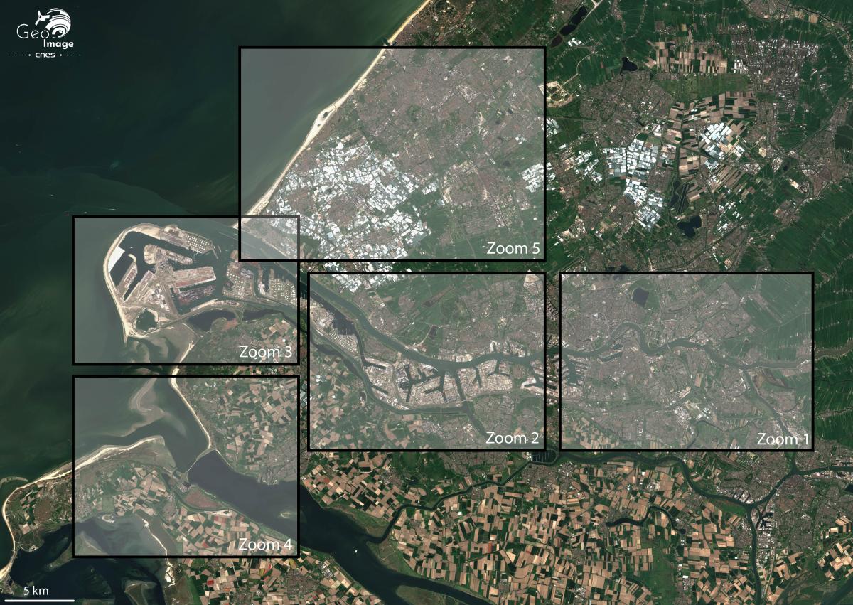 image satellite de Rotterdam, ville portuaire des Pays-Bas