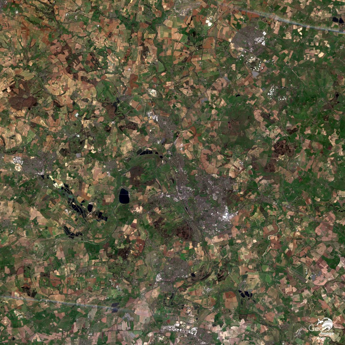Image satellite d'Oxford dans le centre-sud de l'Angleterre