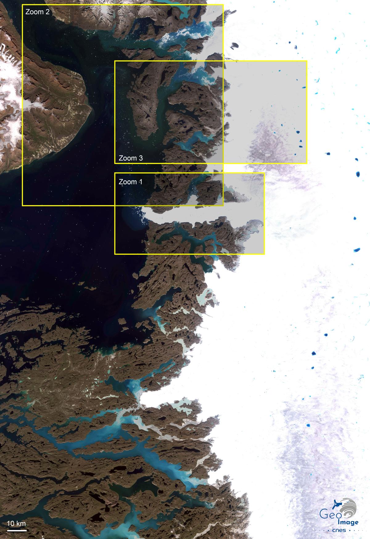 Image satellite de la baie de Disko, Groenland