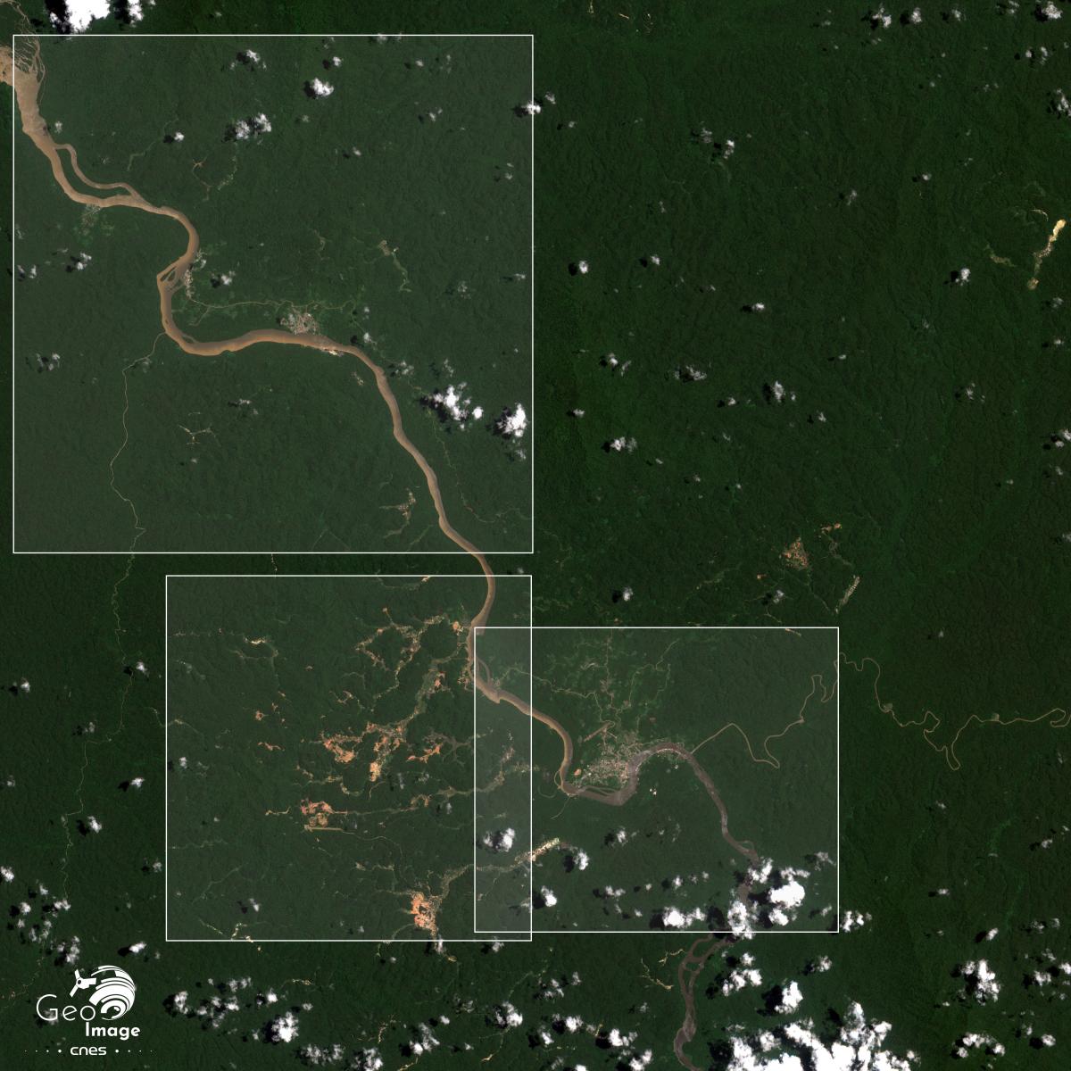 Image satellite de Maripasoula, cœur du Parc amazonien de Guya