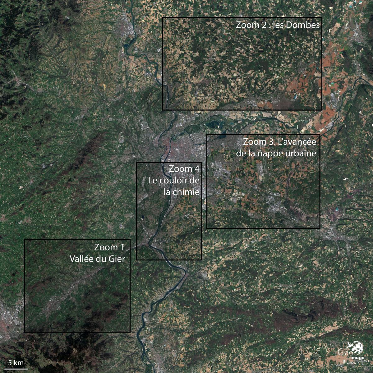 Image satellite de la région de Lyon