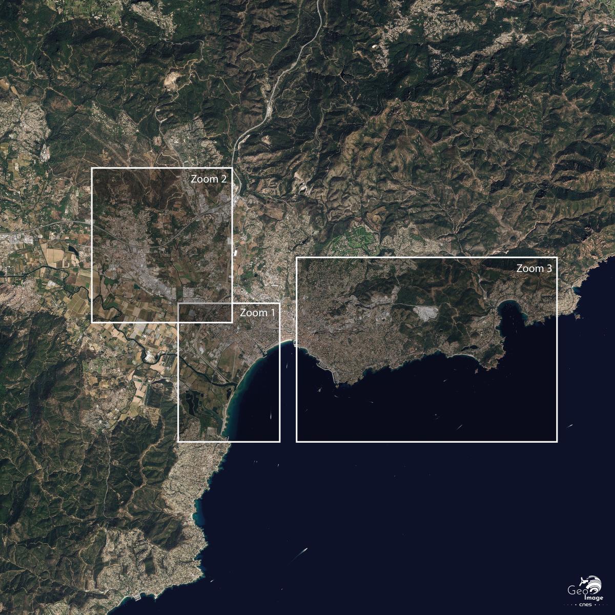 Image satellite de la région de Fréjus / Saint-Raphaël