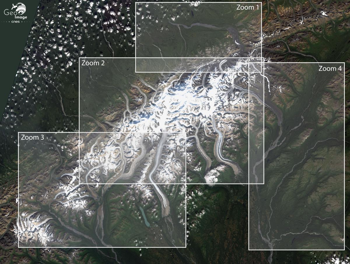 Image satellite du Denali, plus haut mont d'Amérique du Nord (Alaska)