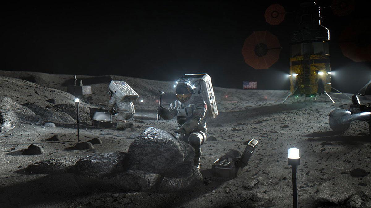 Illustration d'activités scientifiques et technologiques sur la Lune Illustration d'activités scientifiques et technologiques sur la Lune