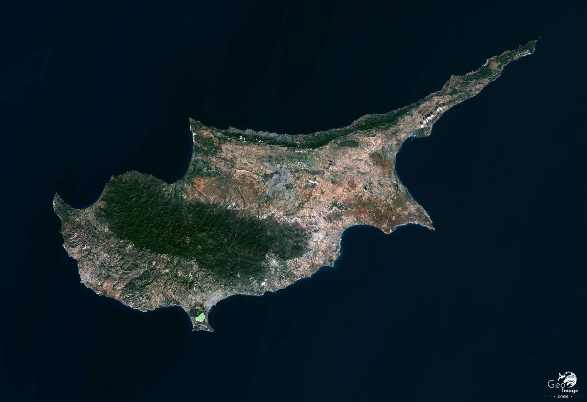 Image satellite de l'île de Chypre, à l’est de la mer Méditerranée