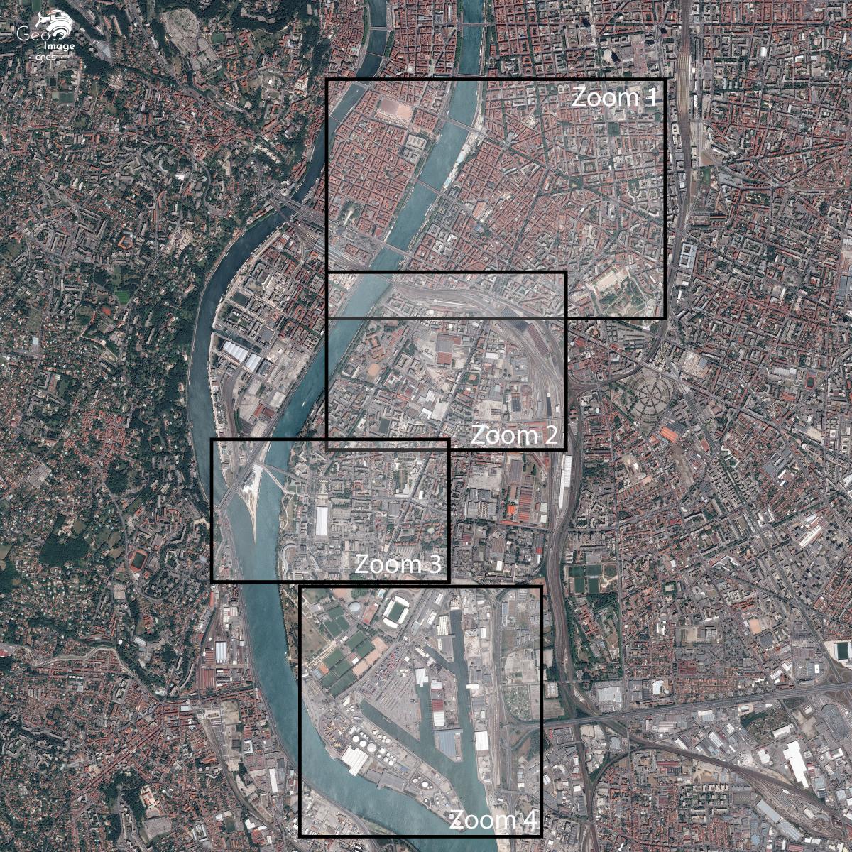 image satellite de l'agglomération lyonnaise 