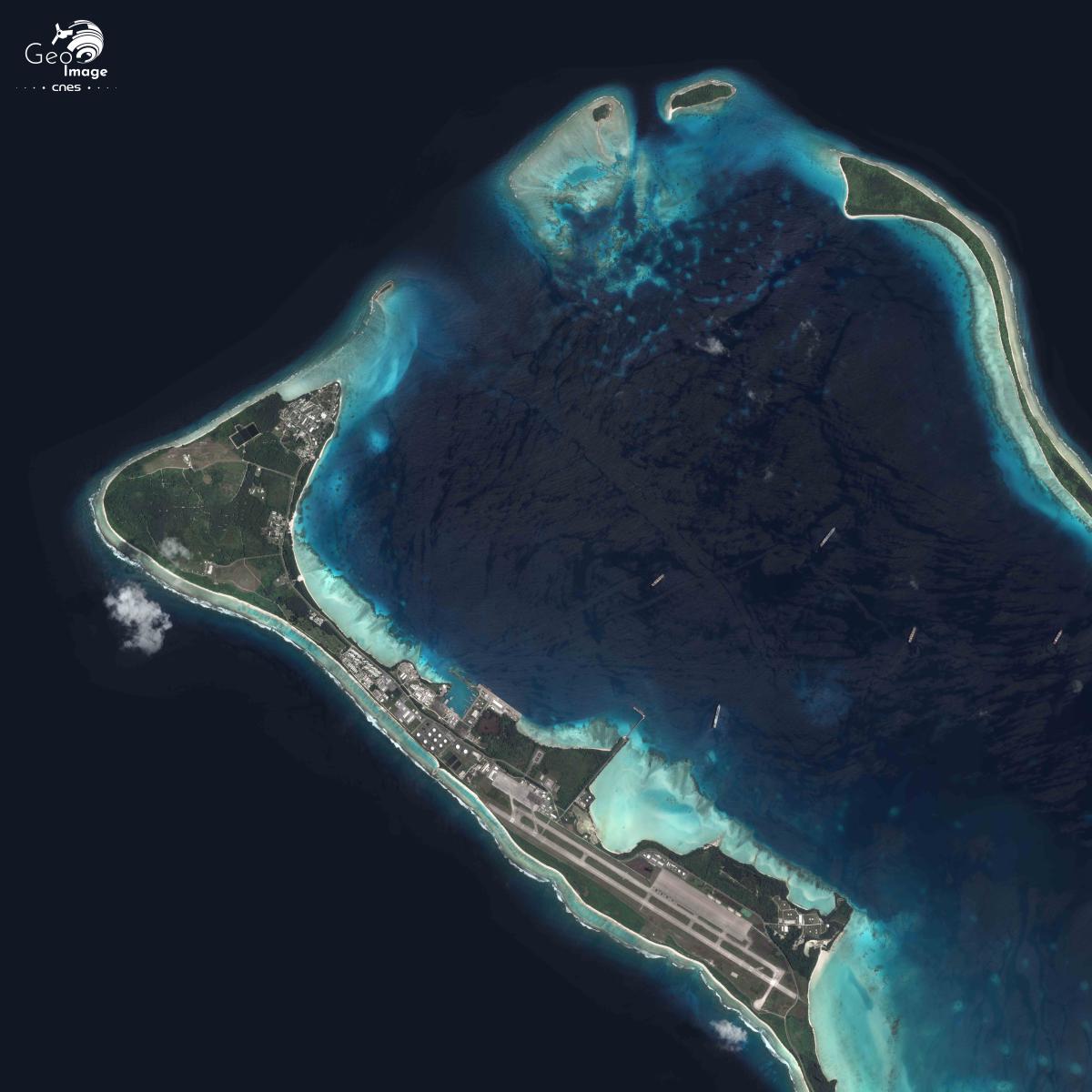 image satellite de la base aéronavale de Diégo Garcia