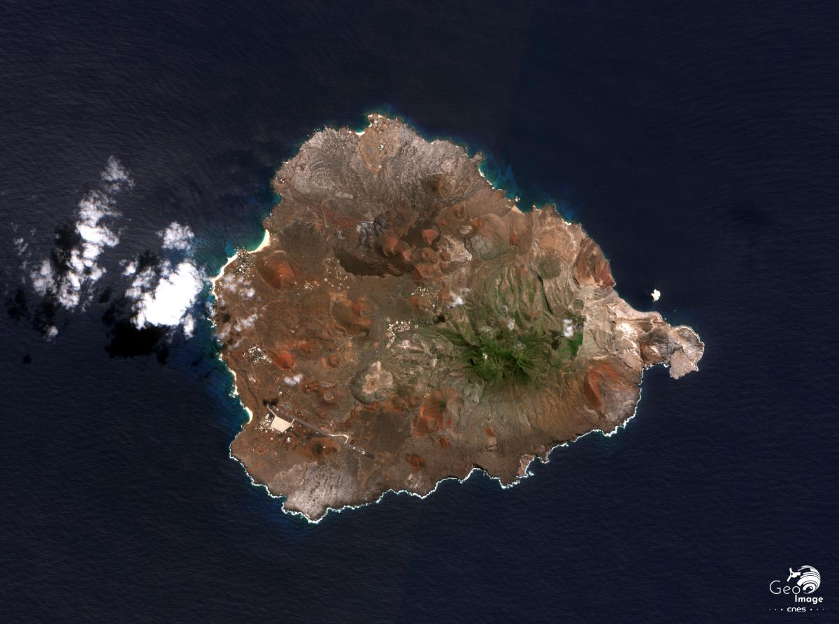 Image satellite de l'île d'Ascension, dans l'atlantique sud