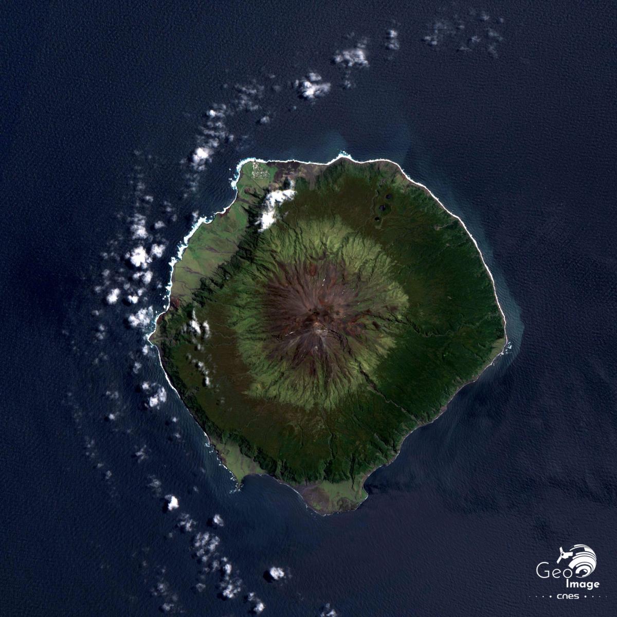 Image satellite de l'île de tristan da Cunha