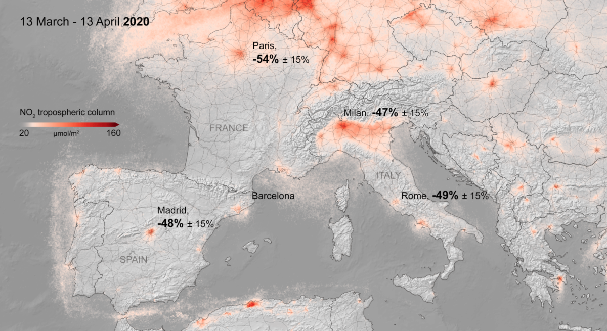 Mesures de la concentration en dioxyde d’azote au-dessus de l’Europe Mesures de la concentration en dioxyde d’azote au-dessus de l’Europe