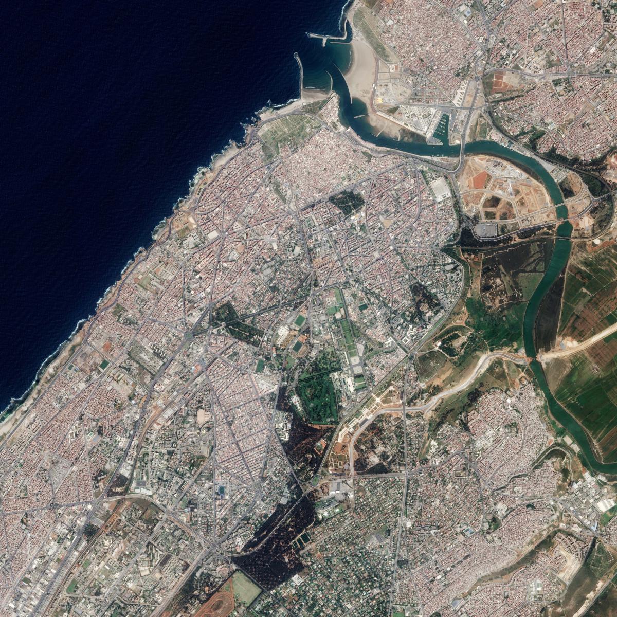 Image satellite de l'aggolmération de Rabat-Salé au nord-ouest du Maroc