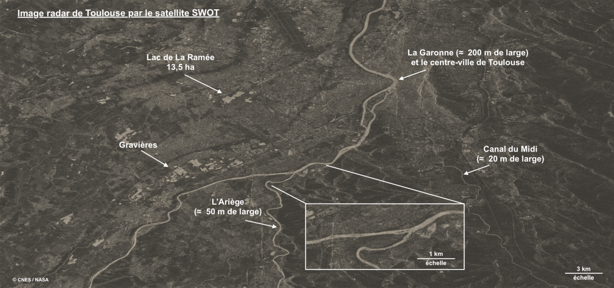 Image radar de Toulouse par le satellite SWOT Image radar de Toulouse par le satellite SWOT