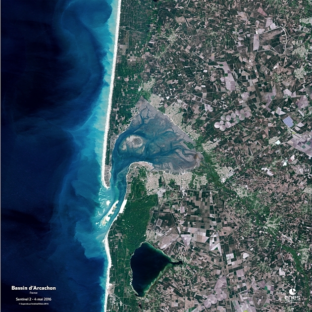 Le bassin d&#039;Arcachon vu par le satellite Sentinel 2 