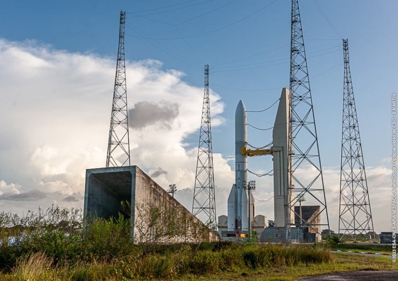 Ariane 6 sur son pas de tir le 18/07/2023