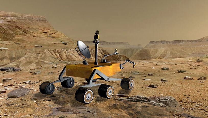 Vue d&#039;artiste de Mars Science Laboratory. Crédits : NASA/JPL