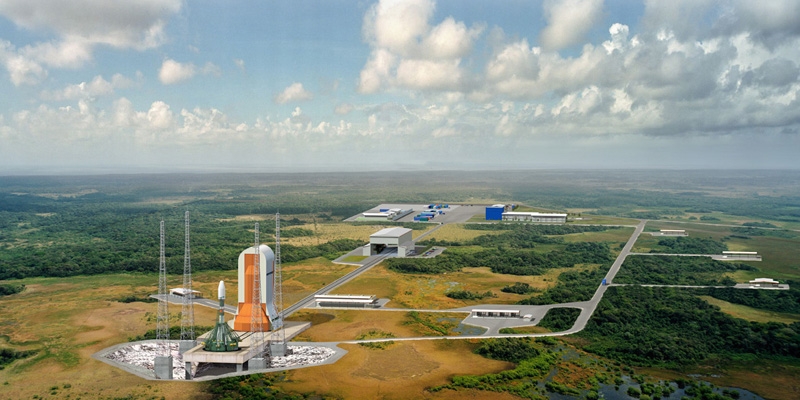 Artist&#039;s impression of the Soyuz launch pad in Guiana; credits: ESA/CNES/D.Ducros
