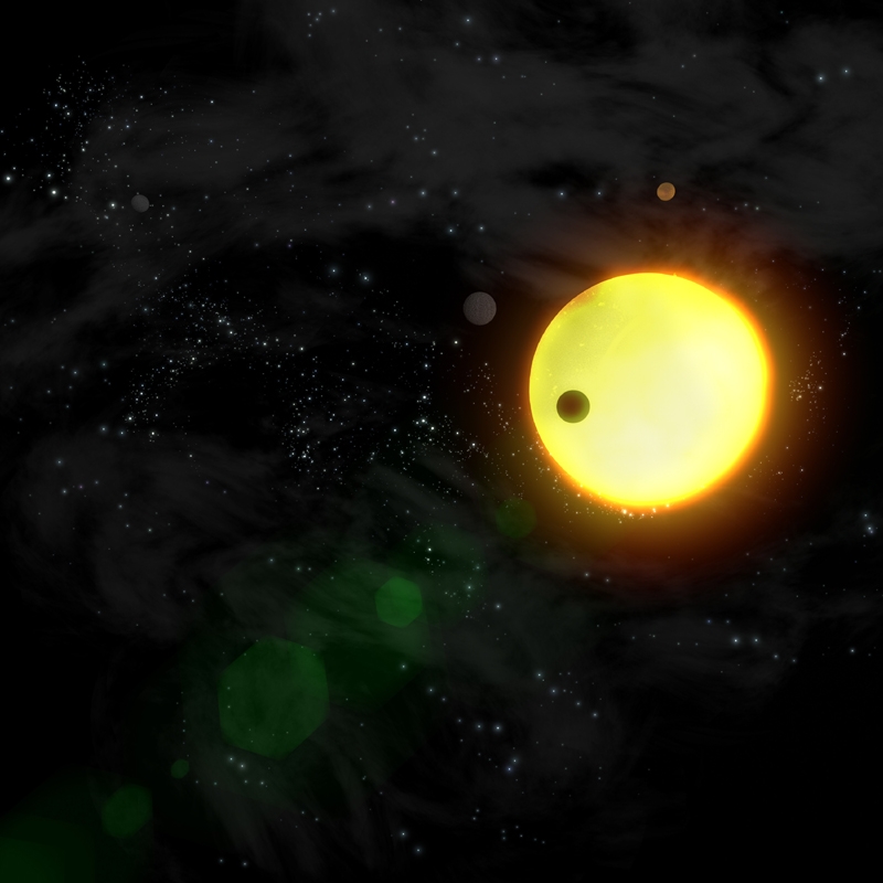 Exoplanets transiting in front of their parent star. Credits: ESA/Ill. AOES Medialab.