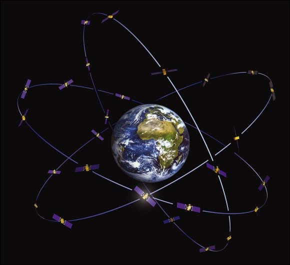 Constellation de 30 satellites du système Galileo. Crédits : ESA.