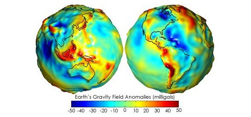Représentation 3D du géoïde, la Terre n&#039;est pas une sphère parfaitement lisse. Crédits : NASA.