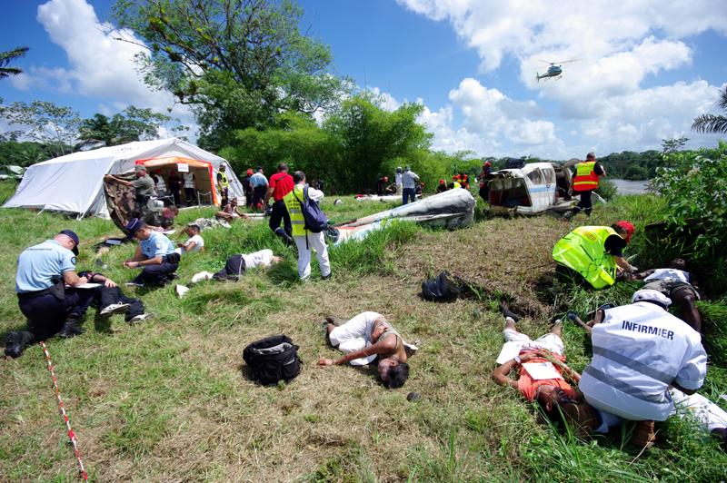 A highly realistic reconstruction of a crash scene at Saint-Georges de l’Oyapock, French Guiana. Credits: CNES/P. Collot.