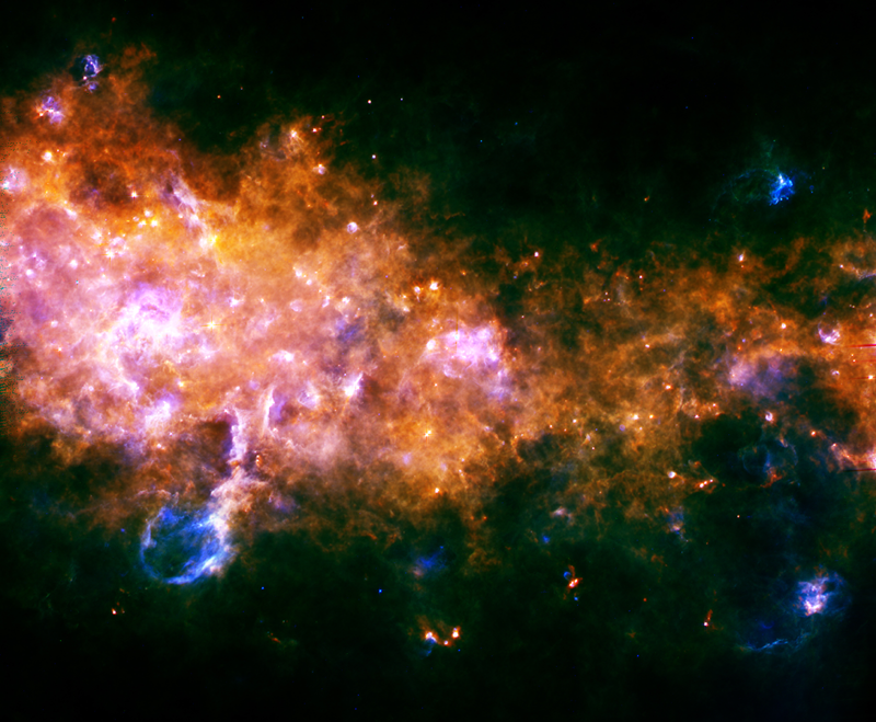 Gestation et naissances d&#039;étoiles dans la Voie lactée. Crédits : ESA/Hi-GAL Consortium.