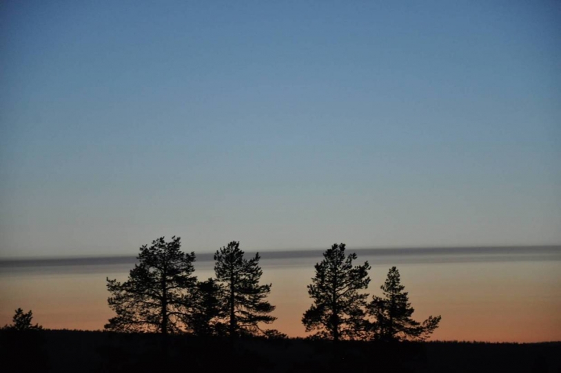 Coucher de soleil à Kiruna. Crédits : CNES.
