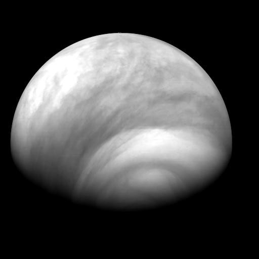 Image de l&#039;atmosphère de l&#039;hémisphère sud de Vénus réalisée par Venus Express le 4 août 2007. Crédits : ESA/ MPS/DLR/IDA.